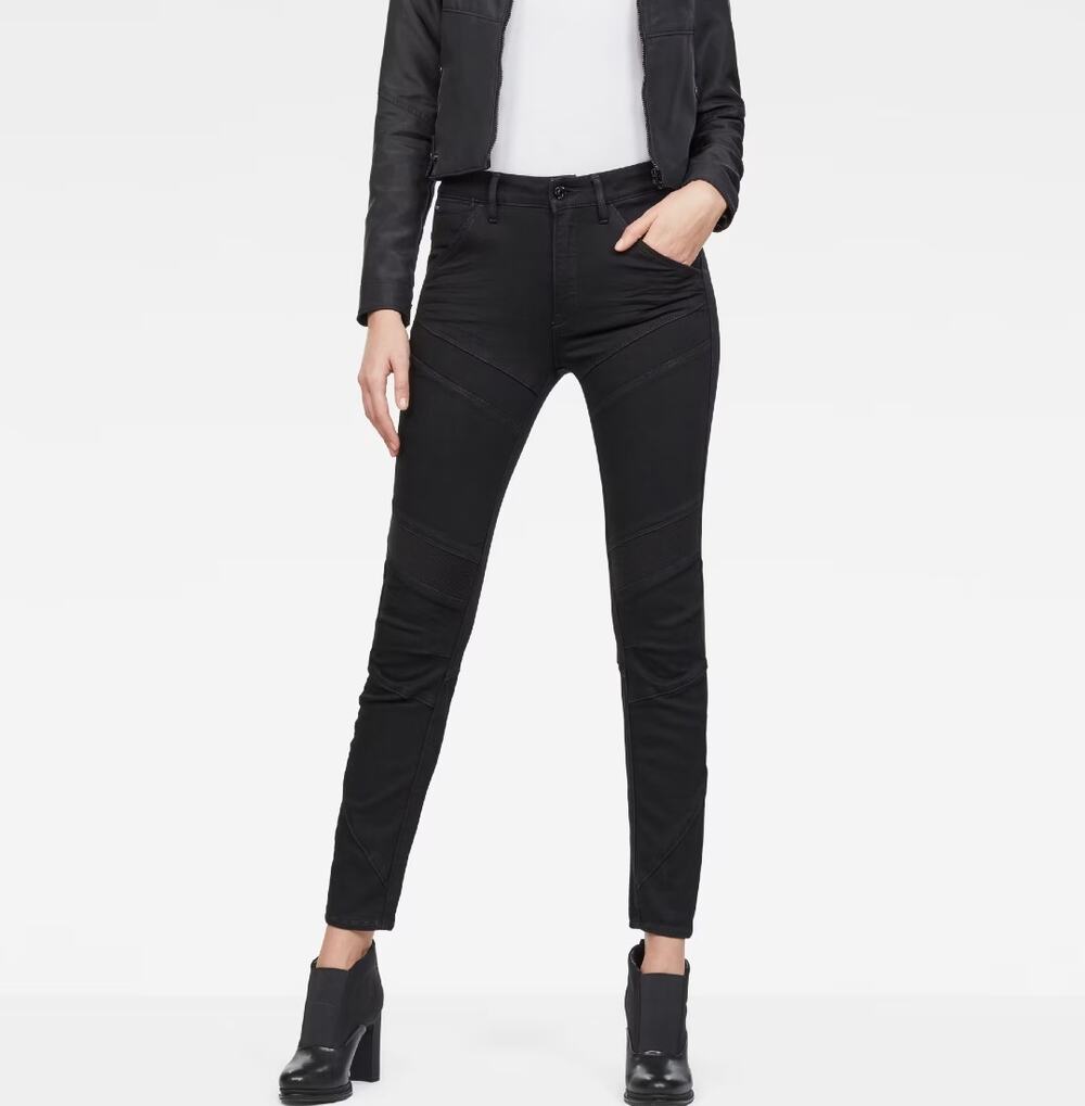 G-Star RAW Motac-X D-3D High Skinny Ankle Jeans Coated Black Moto Biker 27x30